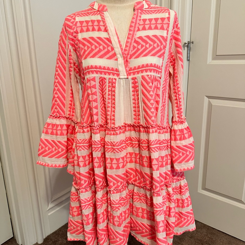 Devotion TWINS Ella Short Pink and Cream Patterned Dress
